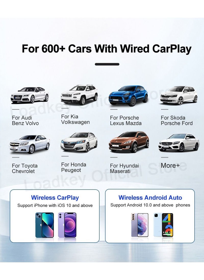 كار لينكيت - صندوق CarlinKit AI Box Android 13 ، ذاكرة وصول عشوائي (RAM) سعة 4 جيجابايت ، ذاكرة وصول عشوائي (RAM) سعة 64 جيجابايت ، معالج ثماني النواة ، واجهة سريعة تدعم Netflix ، YouTube Wireless Carplay ، Androi - Image 1