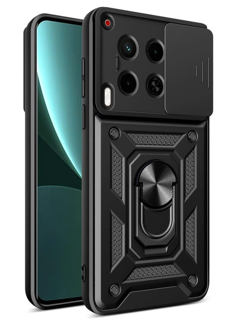 Case Cover for TECNO Camon 30 5G Case Cover, Slide Camera Lens Cover + 360°Rotating Kickstand Ring + Support Magnetic Car Mount Shockproof Mobile Phone Case For TECNO Camon 30 5G, Black