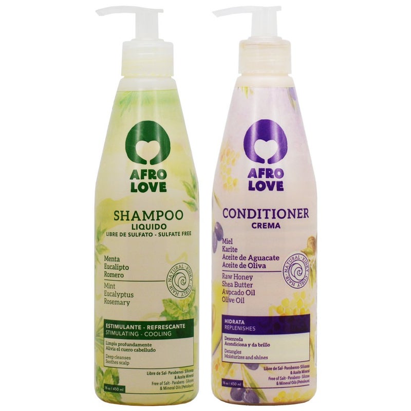 Afro Love Shampoo & Conditioner Set â€“ 16oz Refreshing Shampoo & 16oz Hydrating Conditioner â€“ Sulfate-Free, Nourishing for Natural, Curly & Coily Hair â€“ Moisturizing, Frizz Control & Detangling