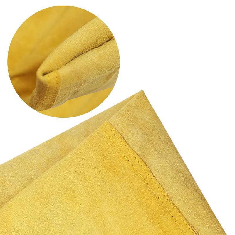Efficacy Leather Apron Adjustable MenWomen WearResistant Thicken HeatResistant Working Electric Welding Safety Clothing Protective AntiScalding Free Size 35 x 24 inch Yellow 3Pcs - Image 4
