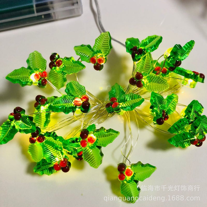 Christmas Pendant Fastener Copper Wire Light String Old Man Snowman Snowflake Deer Head Gift Box Crutches Festive Atmosphere Decorative Lanterns - Image 1