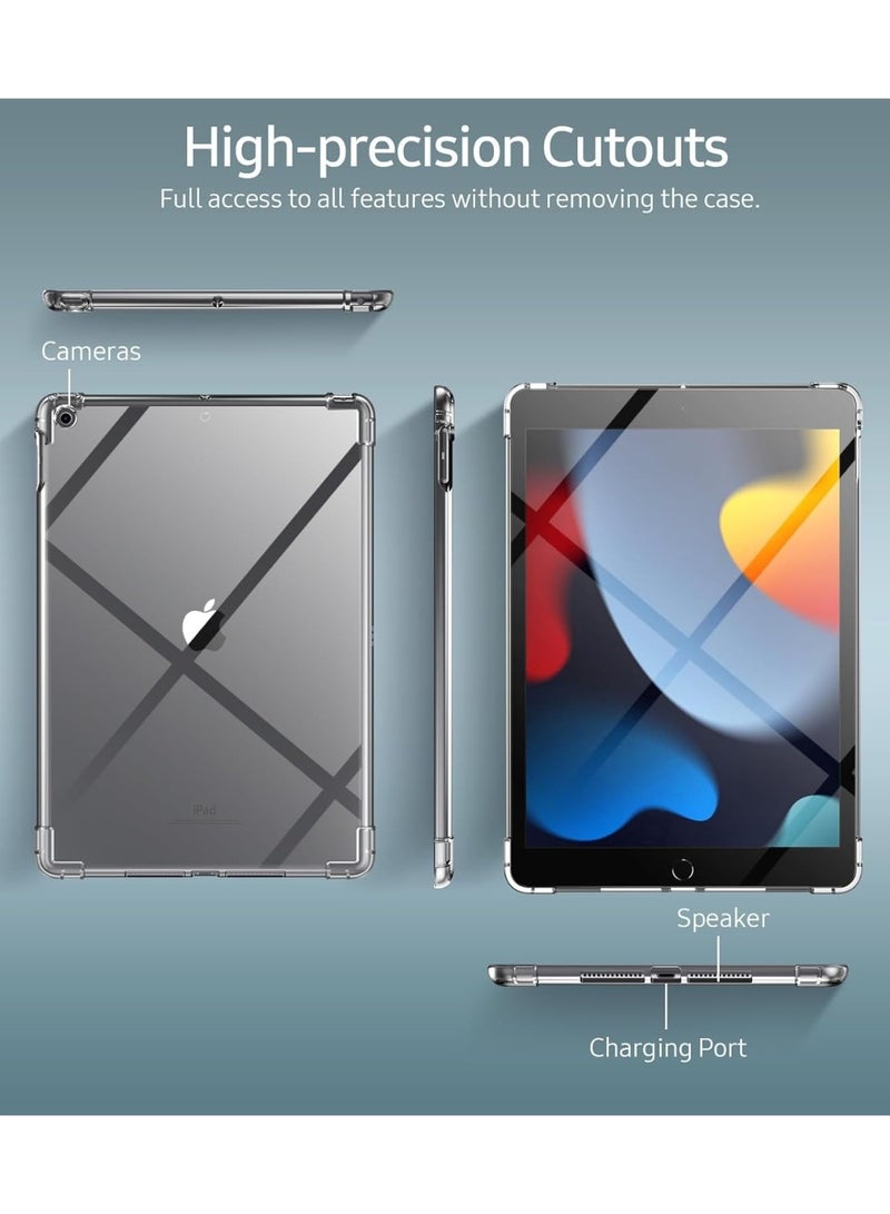 Transparent Case For iPad 9/8/7 (10.2-Inch, 2021/2020/2019 Model, 9th/8th/7th Generation), Ultra Thin Silicone Shockproof Back Shell HD Transparent TPU Protective Cover - Clear - Image 4