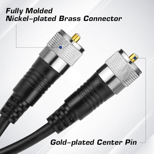 RFAdapter RG8x Coaxial Cable, CB Coax Cable, 50ft UHF PL259 Male to Male Low Loss CB Antenna Cables, 50 Ohm for HAM Radio, Antenna Analyzer - Image 2