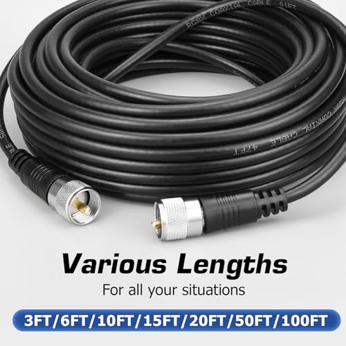 RFAdapter RG8x Coaxial Cable, CB Coax Cable, 50ft UHF PL259 Male to Male Low Loss CB Antenna Cables, 50 Ohm for HAM Radio, Antenna Analyzer - Image 5