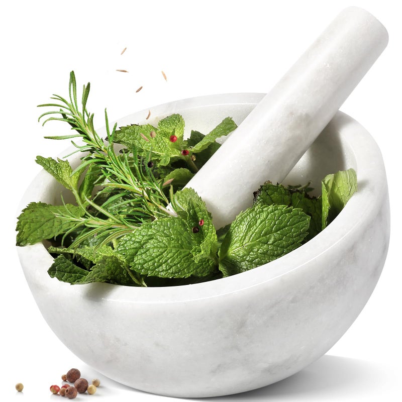 Koville Marble Mortar and Pestle Set, 7"-4 Cups Grinder Bowl for Guacamole, Salsa, Pill Crusher, Spice, Herb, Garlic, Nut, Heavy Duty Grinder for Kitchen(Namib Fantasy) - Image 1