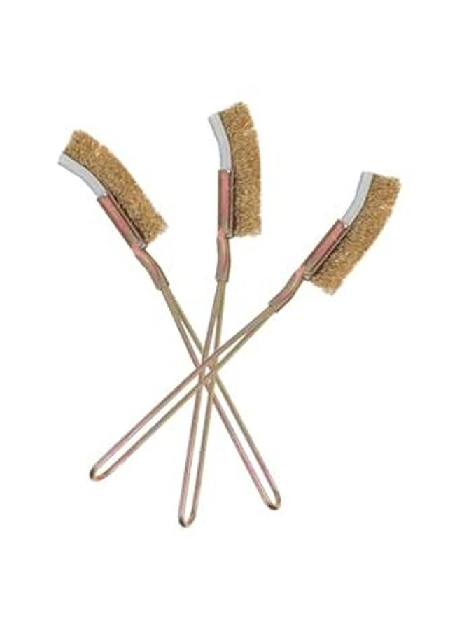 3Pcs Mini Metal Wire Brushes Heavy Duty Rust Removal Curved Copper Heads - Image 1