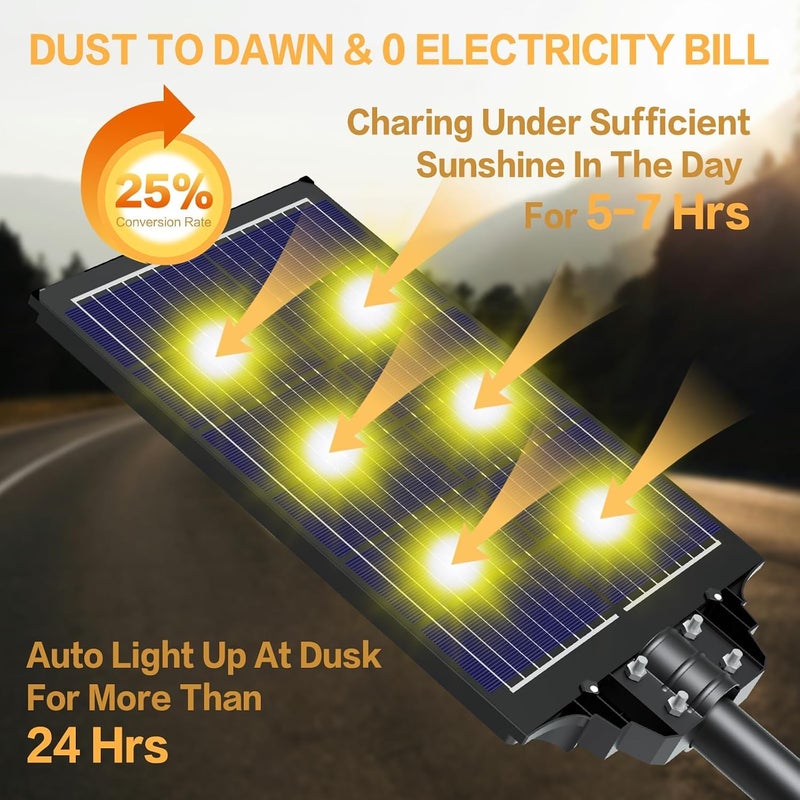 Dimgogo 2100W Solar Street Light Outdoor, 41000 LM Dusk to Dawn Solar Security Flood Lights Motion Sensor, Waterproof LED Solar Lights with Remote Control for Parking Lots, Garage, Basketball Court - Image 2