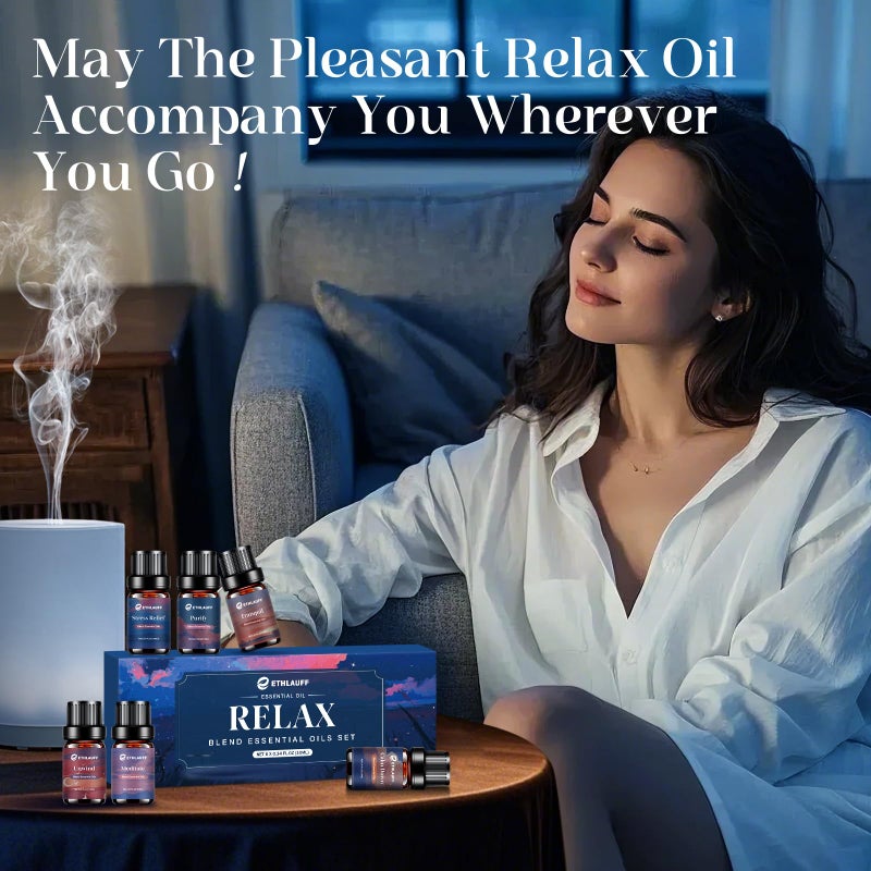 Ethlauff Relax Eessential Oils Set, Diffuser Oil for Home, Humidifiers, Candle Making, Aromatherapy - Stress Relief, Calm Down, Tranquil, Meditate, Unwind, Purify, 6x10ml - Image 3