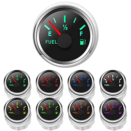 Rupse 2" Fuel Level Gauge 8 Color Backlight 5 Signals Adjustable 0-190ohm,0-180ohm,10-180ohm,240-33ohm,240-30ohm,Fuel Gauge Kit for Boat Car RV Truck Vehicle Motorcycle - Image 2