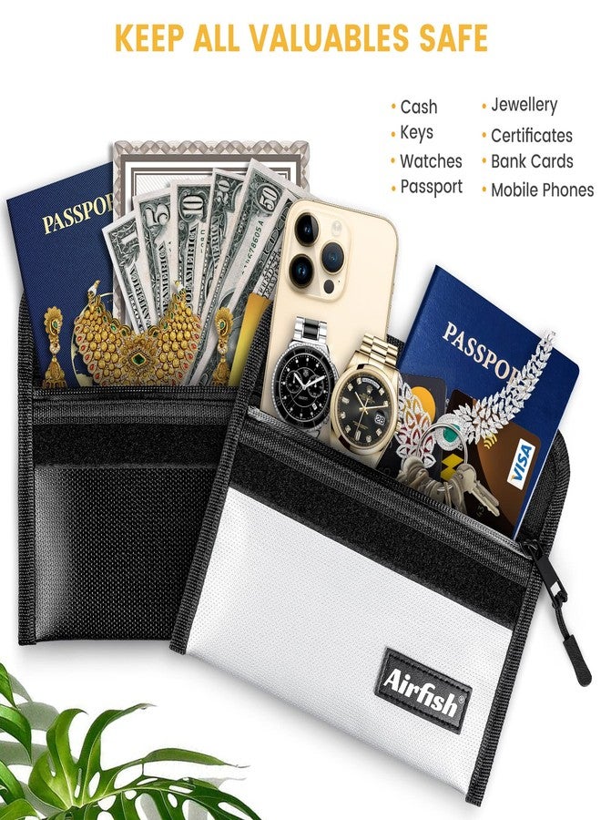 Airfish 2 Pack Fireproof Money Wallet, 8 x 5 Inches Fireproof Document Bag with Zipper, Waterproof Safe Set for Valuables, Jewelry, Cash, Passport, Invoice - Image 3