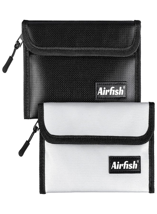 Airfish 2 Pack Fireproof Money Wallet, 8 x 5 Inches Fireproof Document Bag with Zipper, Waterproof Safe Set for Valuables, Jewelry, Cash, Passport, Invoice - Image 1