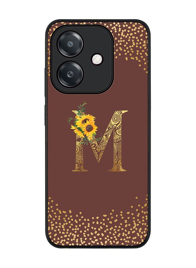 Stylizedd For Oppo A5i Case,Slim fit Camera Protection, Shockproof Thin Phone cover  - Custom Floral Monogram - M  (Brown )