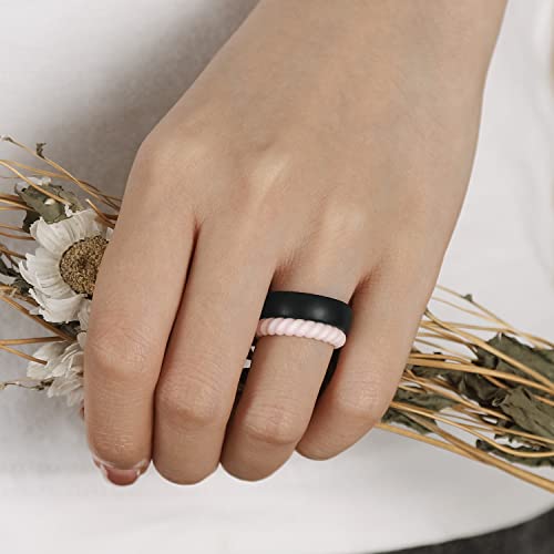 Egnaro Silicone Wedding Bands Women, Inner Arc Ergonomic Breathable Design Silicone Rubber Wedding Bands - Image 4