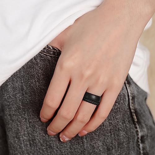 Egnaro Silicone Wedding Bands Women, Inner Arc Ergonomic Breathable Design Silicone Rubber Wedding Bands - Image 3