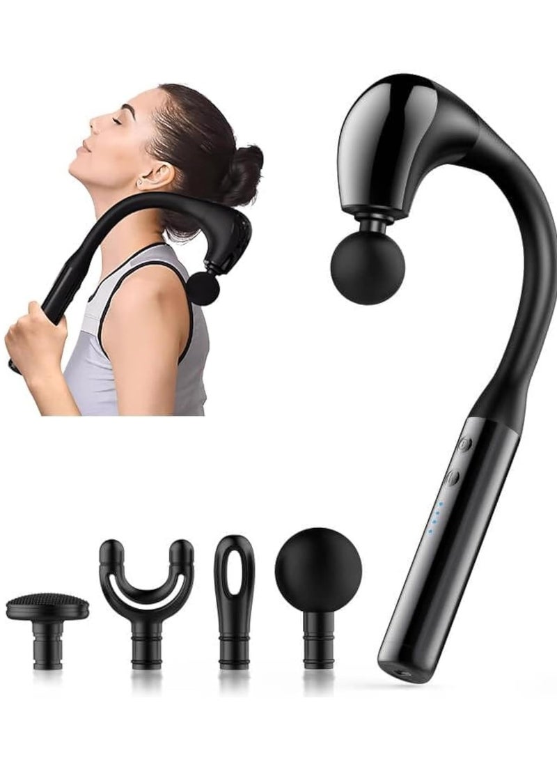 TIGER Massage Gun with Extended Handle - Revolutionary U-Shaped Back Massager for Deep Tissue Pain Relief, Ideal for Neck, Shoulder, and Leg Muscle Recovery (Black) - Portable, Quiet, and Powerful Percussion Therapy - Image 1