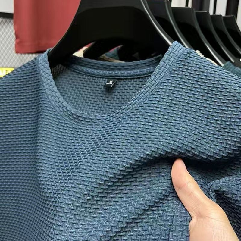 Source Manufacturer Thin Bamboo Ice Silk T-Shirt Men'S Short-Sleeved Summer Elastic Slim Fit Comfortable Cool Top Casual Trendy - Image 1