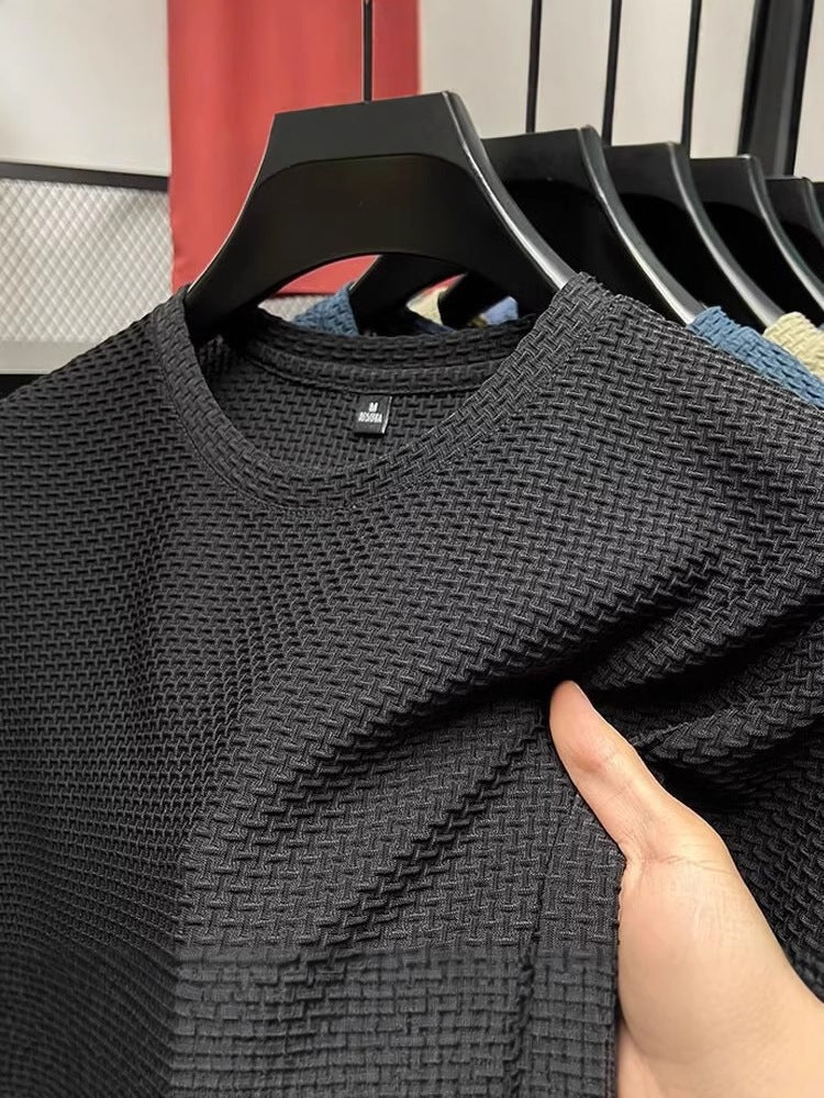 Source Manufacturer Thin Bamboo Ice Silk T-Shirt Men'S Short-Sleeved Summer Elastic Slim Fit Comfortable Cool Top Casual Trendy - Image 2