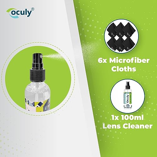 OCULY 1x 100ml Spectacle Lens Cleaner with 6x Japanese Microfiber Cloths Liquid Cleaning Kit for Blue filter antiglare lenses, Goggles, Safety Glasses & Laptop screens - Image 2