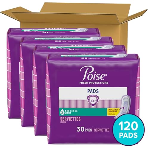 Poise وسادات بويز لسلس البول وسادات ما بعد الولادة 3 قطرات امتصاص خفيف طول عادي 120 قطعة 4 عبوات من 30 قد تختلف التعبئة والتغليف - Image 5