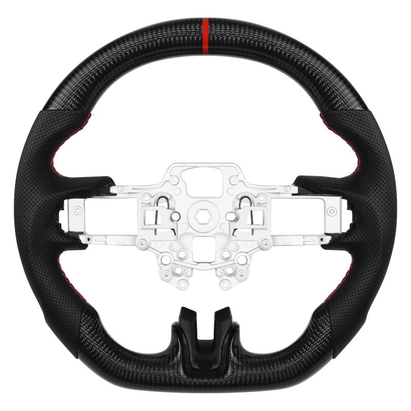 LOSCHEN Carbon Fiber Steering Wheel for Ford Mustang V6GTShelby GT500 20182023 Real Carbon Fiber Nappa Perforated Leather Dshaped Flatbottom Steering Wheel for Mustang 20182023