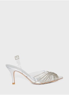 Truffle Diamante Multi Strap Clear Pointy Pump  - Image 1