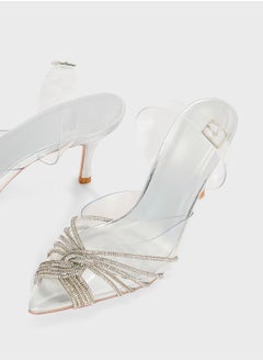 Truffle Diamante Multi Strap Clear Pointy Pump  - Image 4