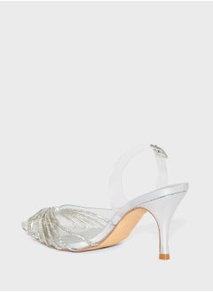 Truffle Diamante Multi Strap Clear Pointy Pump  - Image 3