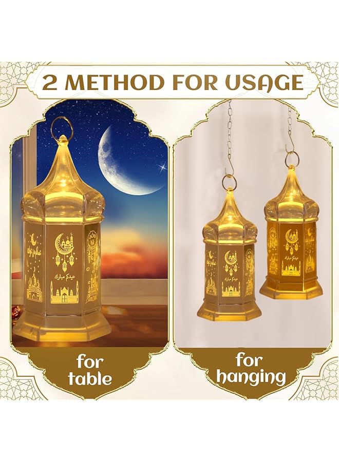 إيروريكس زينة فانوس رمضان 3 قطع من شمعة عيد مبارك مصابيح طاولة LED معلقة مصباح رمضان للمسلمين رمضان كريم زينة نجمة القمر للمنزل ديكور الحفلات الإسلامية الإسلامية - Image 3