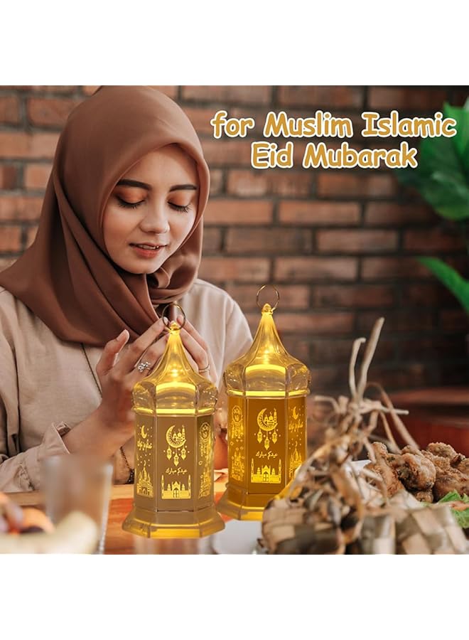 إيروريكس زينة فانوس رمضان 3 قطع من شمعة عيد مبارك مصابيح طاولة LED معلقة مصباح رمضان للمسلمين رمضان كريم زينة نجمة القمر للمنزل ديكور الحفلات الإسلامية الإسلامية - Image 4