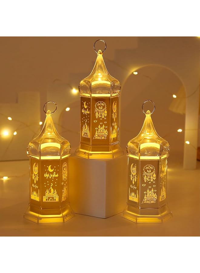 إيروريكس زينة فانوس رمضان 3 قطع من شمعة عيد مبارك مصابيح طاولة LED معلقة مصباح رمضان للمسلمين رمضان كريم زينة نجمة القمر للمنزل ديكور الحفلات الإسلامية الإسلامية - Image 1