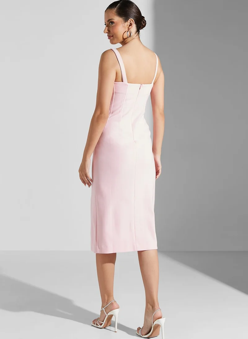 Finders Keepers Square Neck Front Slit Dress