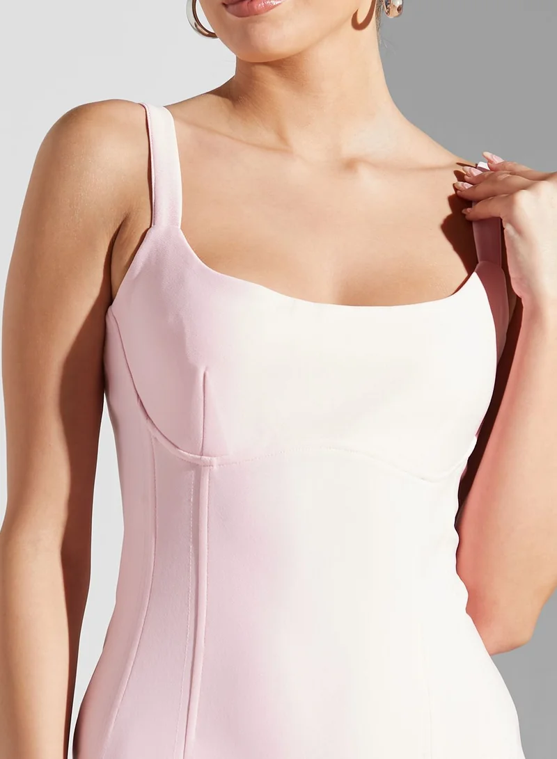 Finders Keepers Square Neck Front Slit Dress