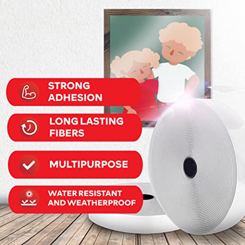 XFasten Hook and Loop Roll, White, 2-in x 10-Ft Hook and Loop Tape Heavy Duty Strips with Adhesive, Fastening Strips with Adhesive for Fabric, Tools- XFasten - Image 4
