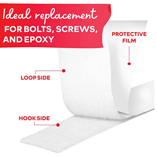 XFasten Hook and Loop Roll, White, 2-in x 10-Ft Hook and Loop Tape Heavy Duty Strips with Adhesive, Fastening Strips with Adhesive for Fabric, Tools- XFasten - Image 3
