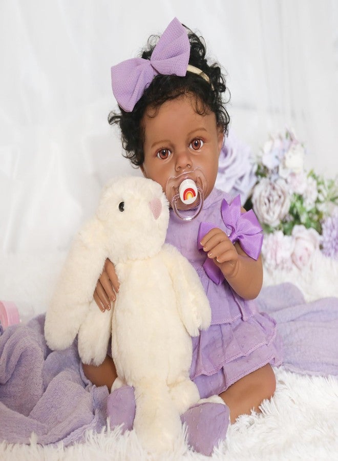 KSBD Reborn Baby Doll Black Girl - 18 Inch Weighted Lifelike Realistic African American, Newborn Real Life Handcrafted Toddler Baby with Hair, Soft Cloth Body and Accessories Gift Set for Kids Age 3+ - Image 5