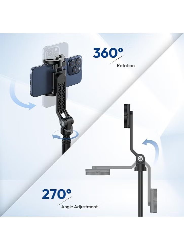 ULANZI TT88 Magnetic Tripod for iPhone, 57" Extendable Selfie Stick with Remote, 2-in-1 Phone Clip & Dual Cold Shoe Mounts - Lightweight Phone Tripod Stand for Vlogging, Travel, Video Recording, Black - Image 5