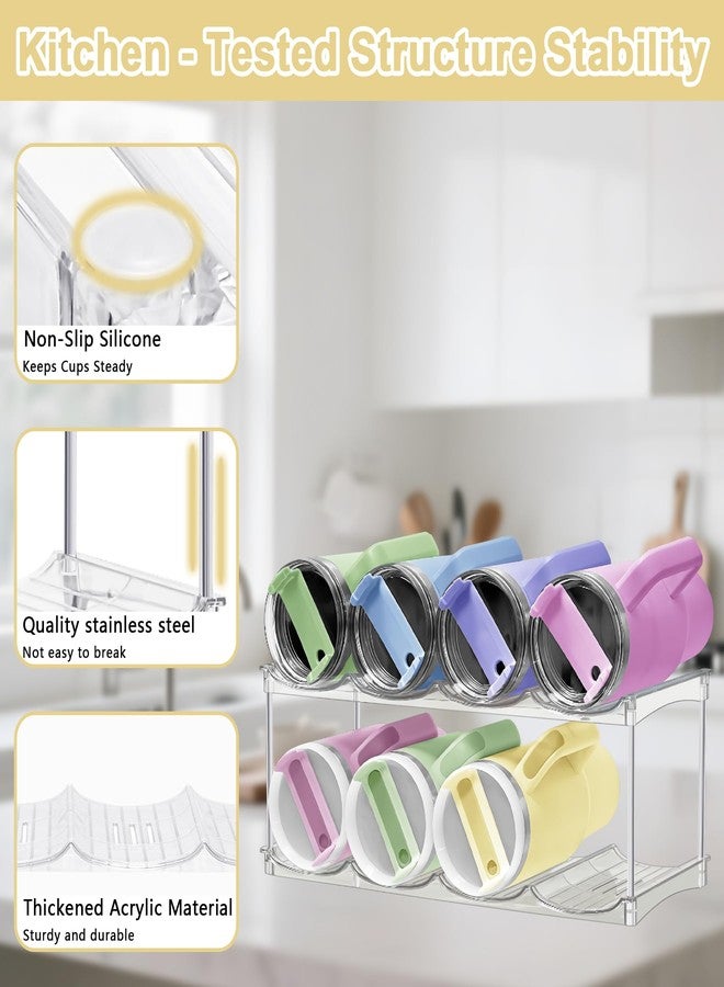 Spaclear Stackable Water Bottle Organizer for Stanley 40oz Tumblers - Acrylic Water Bottle Holder for Cabinet, Pantry, Large Tumbler Organizer Storage Rack, Stanley Cup Storage, 2 Tier, Holds 8 Bottles - Image 4