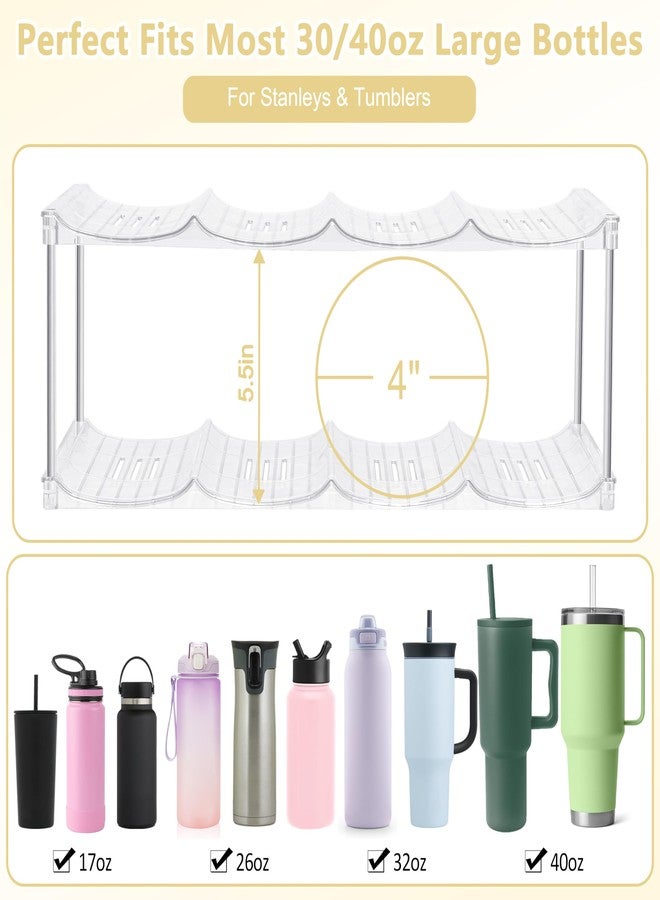 Spaclear Stackable Water Bottle Organizer for Stanley 40oz Tumblers - Acrylic Water Bottle Holder for Cabinet, Pantry, Large Tumbler Organizer Storage Rack, Stanley Cup Storage, 2 Tier, Holds 8 Bottles - Image 2