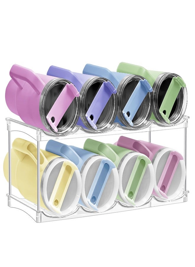 Spaclear Stackable Water Bottle Organizer for Stanley 40oz Tumblers - Acrylic Water Bottle Holder for Cabinet, Pantry, Large Tumbler Organizer Storage Rack, Stanley Cup Storage, 2 Tier, Holds 8 Bottles - Image 1