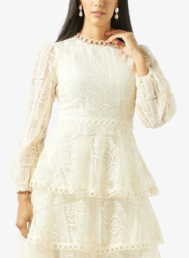 Khizana  Tiered Lace Dress for Women | Best Price UAE