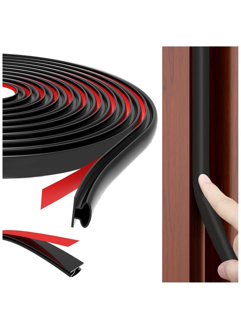 6m Self Adhesive Door Seal Strip Insulation Weather Strip for Window and Door Soundproofing D Shape Weather stripping for Door Frame Gap Blocker (Black)  - Image 1
