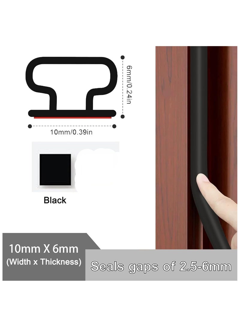 6m Self Adhesive Door Seal Strip Insulation Weather Strip for Window and Door Soundproofing D Shape Weather stripping for Door Frame Gap Blocker (Black)  - Image 5