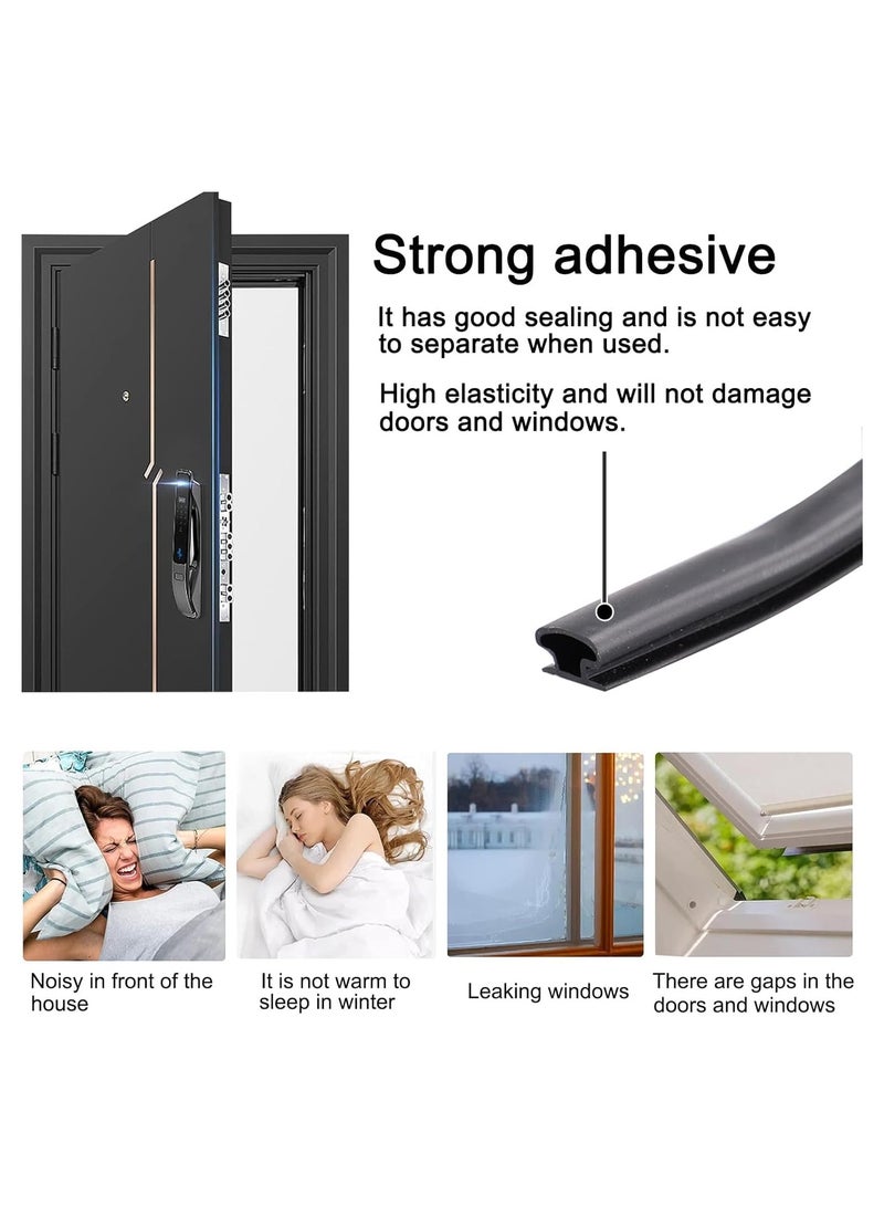 6m Self Adhesive Door Seal Strip Insulation Weather Strip for Window and Door Soundproofing D Shape Weather stripping for Door Frame Gap Blocker (Black)  - Image 3