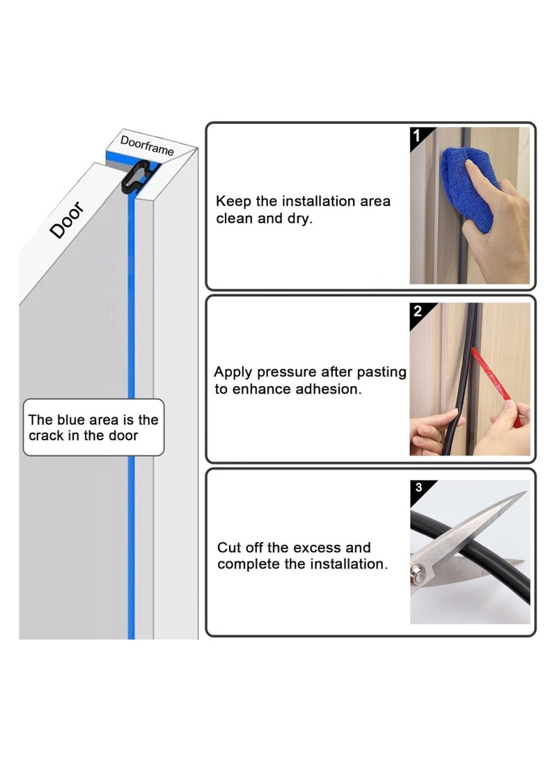 6m Self Adhesive Door Seal Strip Insulation Weather Strip for Window and Door Soundproofing D Shape Weather stripping for Door Frame Gap Blocker (Black)  - Image 4