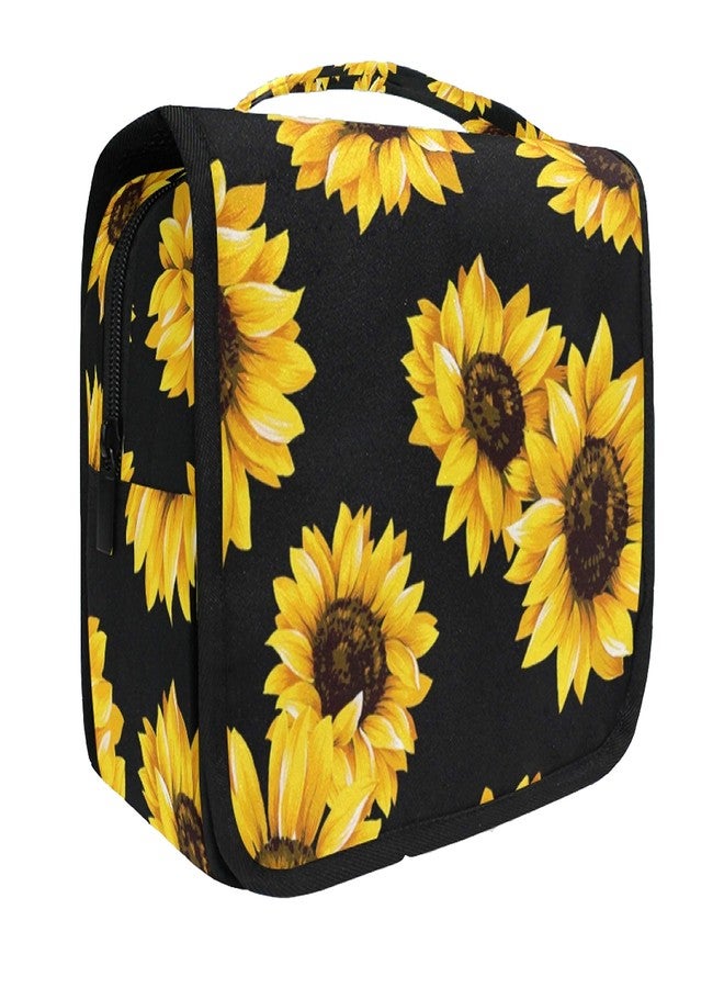 senya Hanging Travel Toiletry Bag Kit Makeup Case Cosmetics Organizer for Men Women (Black Sunflower) - Image 1
