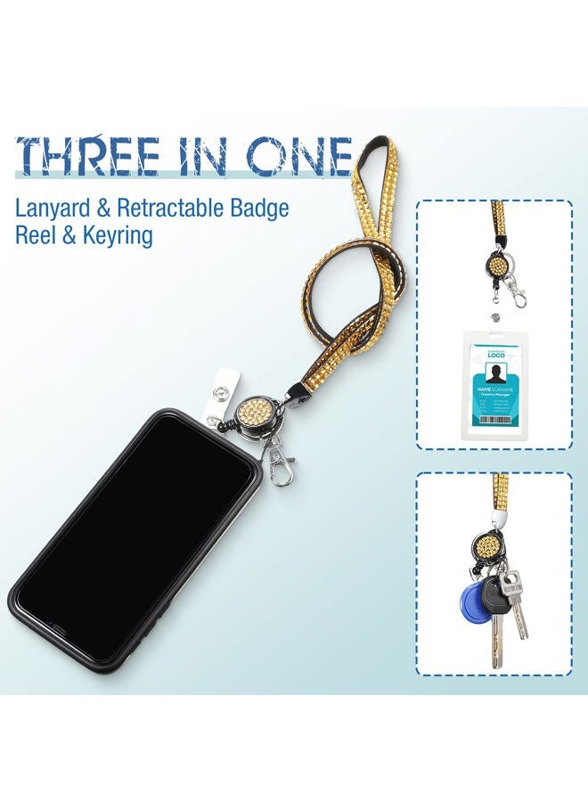 Zonon 10 Pieces Rhinestone Lanyard Bling Glitter Retractable Necklace Badge Reel Lanyard with Safety Clasp Crystal ID Badge Keychain Holder for Women Key Id Card Name, 10 Colors - Image 5