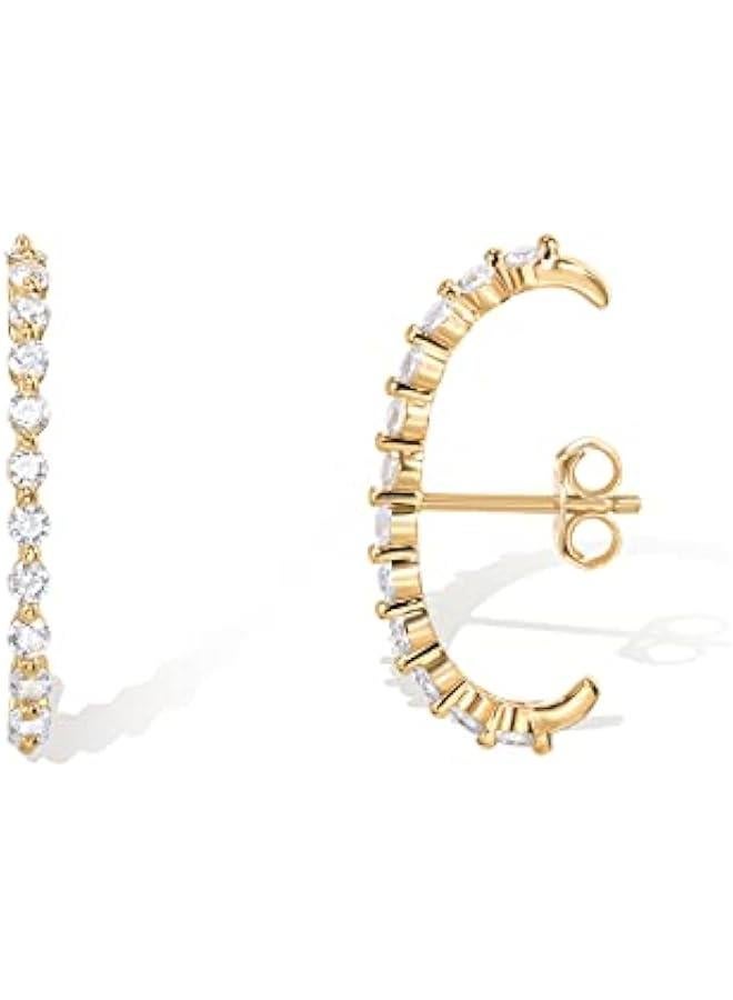 PAVOI 14K Gold Plated 925 Sterling Silver Post Minimalist Suspender Ear Cuff Earrings for Women | Wrap Earlobe Studs - Image 1