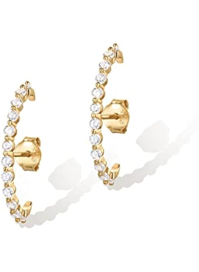 PAVOI 14K Gold Plated 925 Sterling Silver Post Minimalist Suspender Ear Cuff Earrings for Women | Wrap Earlobe Studs - Image 3