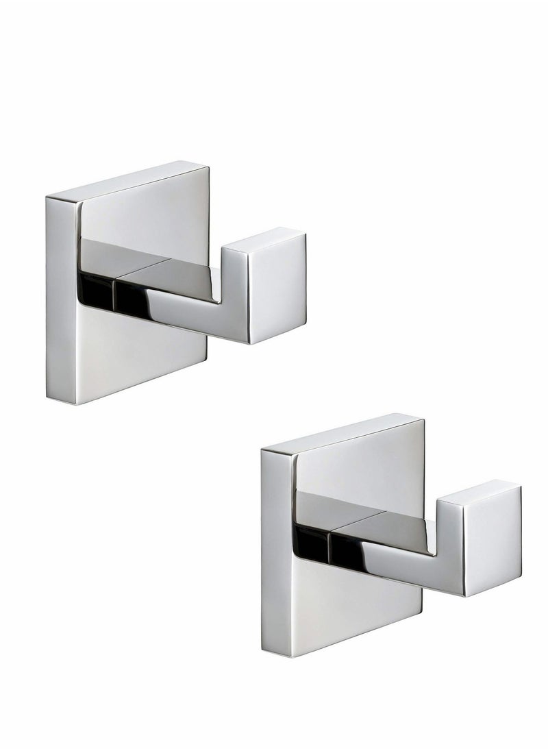 Y&D Bathroom Hooks, Towel Robe/Coat Clothes Hook Chrome Polished Stainless Steel Square Hanger Wall Hooks Heavy Duty for Bath Kitchen Bedroom Garage Hotel Mounted, 2 Pack  - Image 1