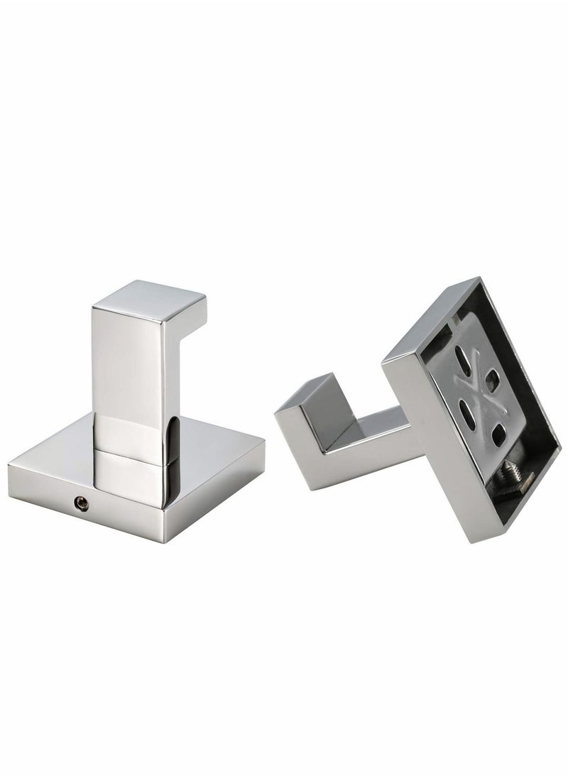 Y&D Bathroom Hooks, Towel Robe/Coat Clothes Hook Chrome Polished Stainless Steel Square Hanger Wall Hooks Heavy Duty for Bath Kitchen Bedroom Garage Hotel Mounted, 2 Pack  - Image 4